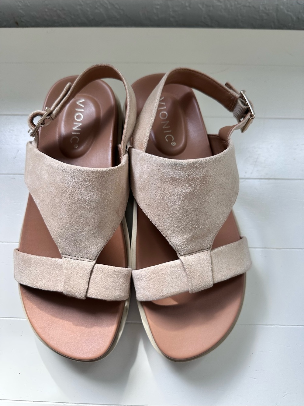 Vionic Alondra Lug Metallic Cream Platform Slingback Sandal - Women Sz 7 - Picture 4 of 9